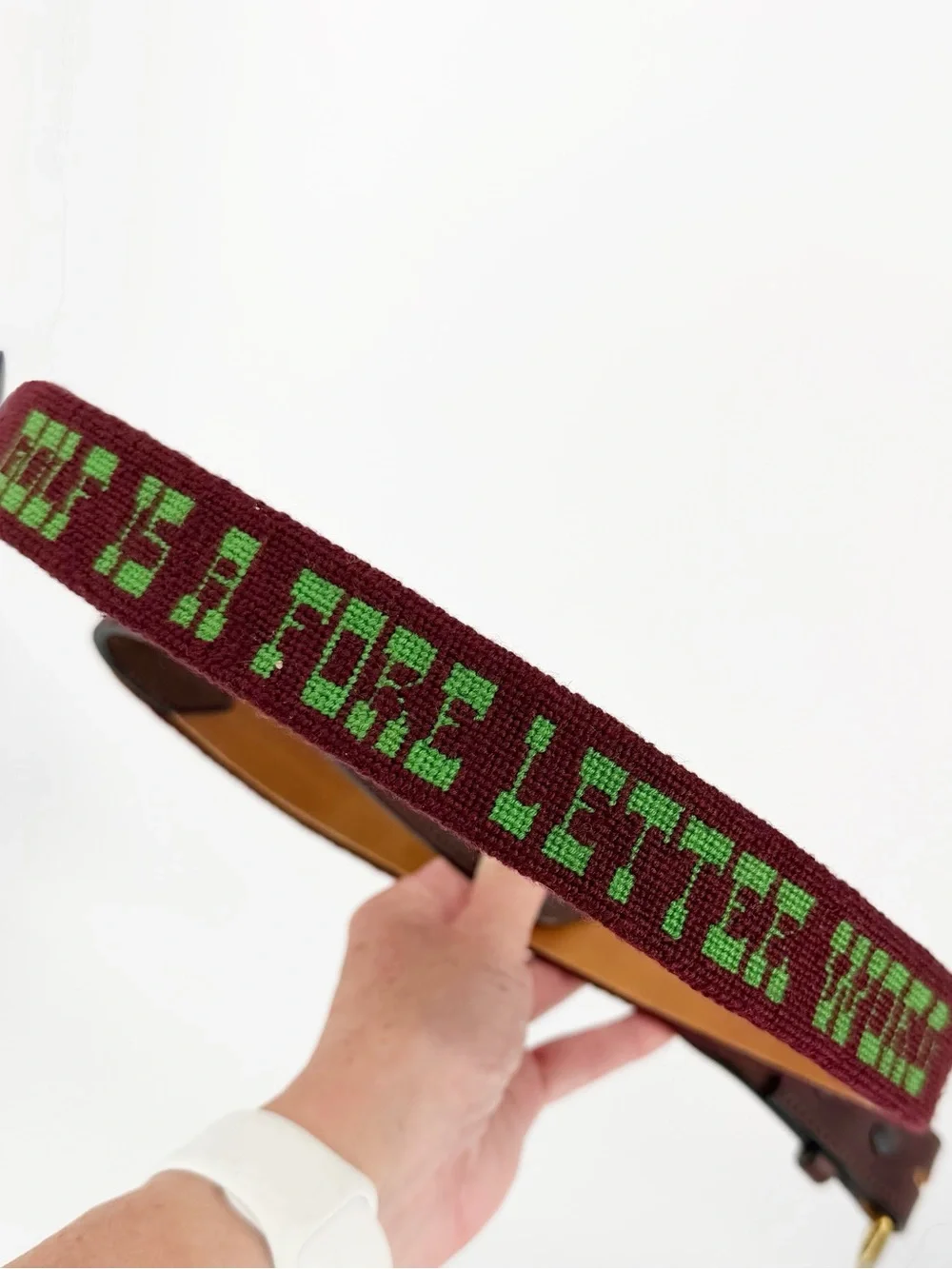 Needlepoint Leather Golf Belt